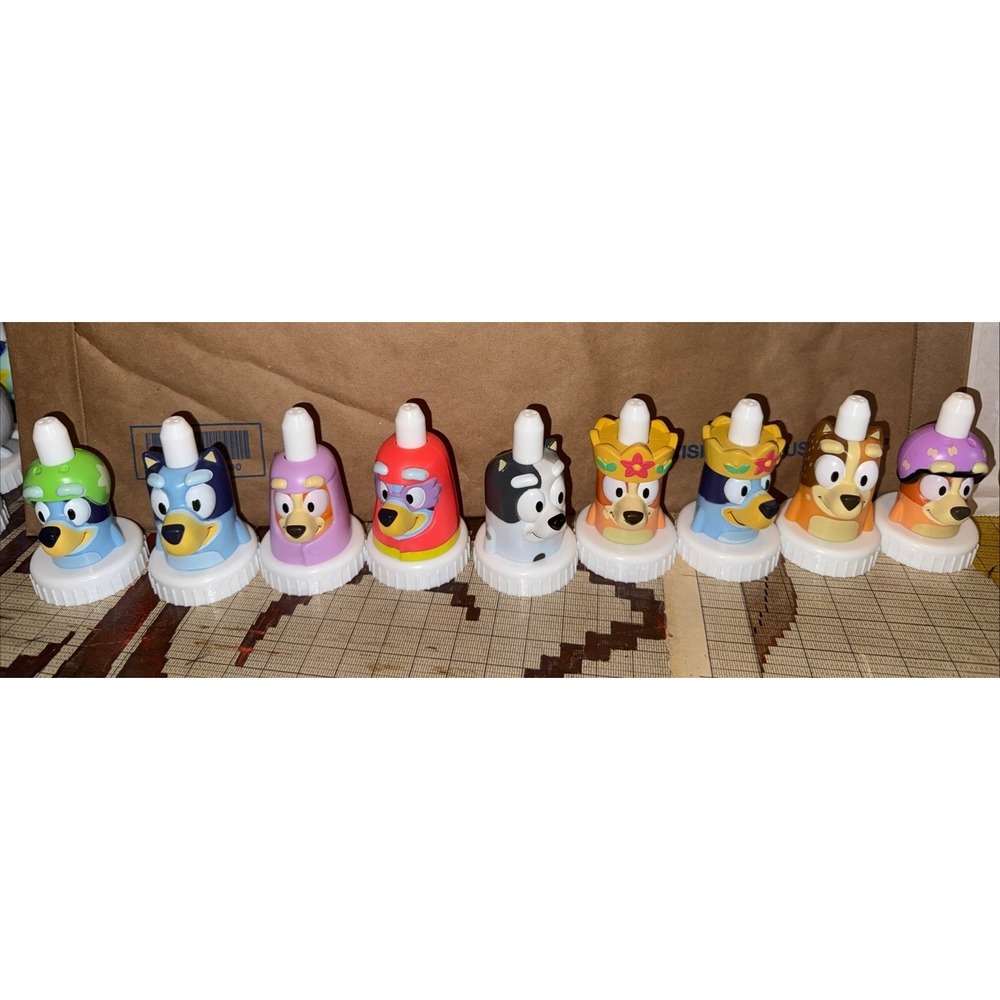 Good 2 Grow Lot of 9 Collectible Juice Bottle Toppers-Bluey